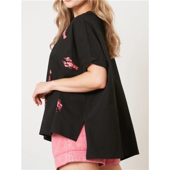 Sequin Lobster Round Neck T-Shirt - Picture 5 of 16